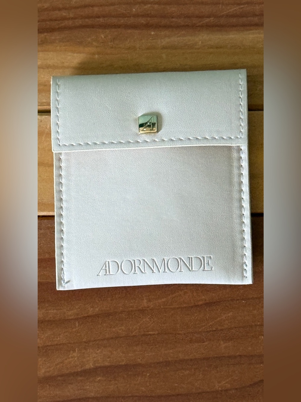 Adornmonde Ivory Faux Leather Snap Jewelry Pouch Travel Case Empty